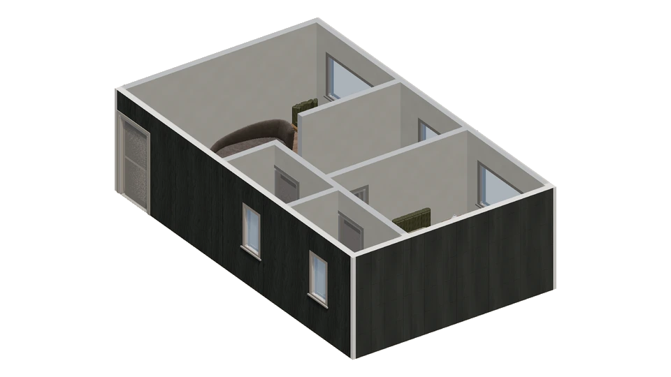 Preview of Wide one-bedroom plan with a partial kitchen partition