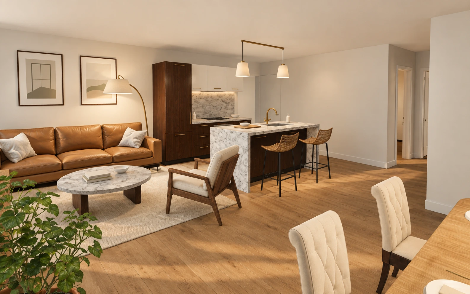Photoreal image of the sample living room