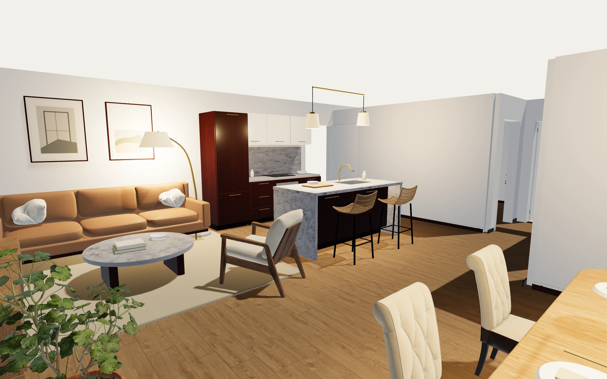 The same living room as a 3D view