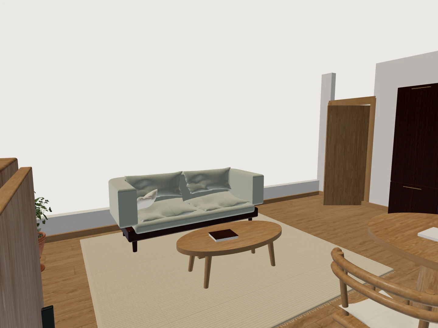 Compact studio: source 3D view, interior detail.