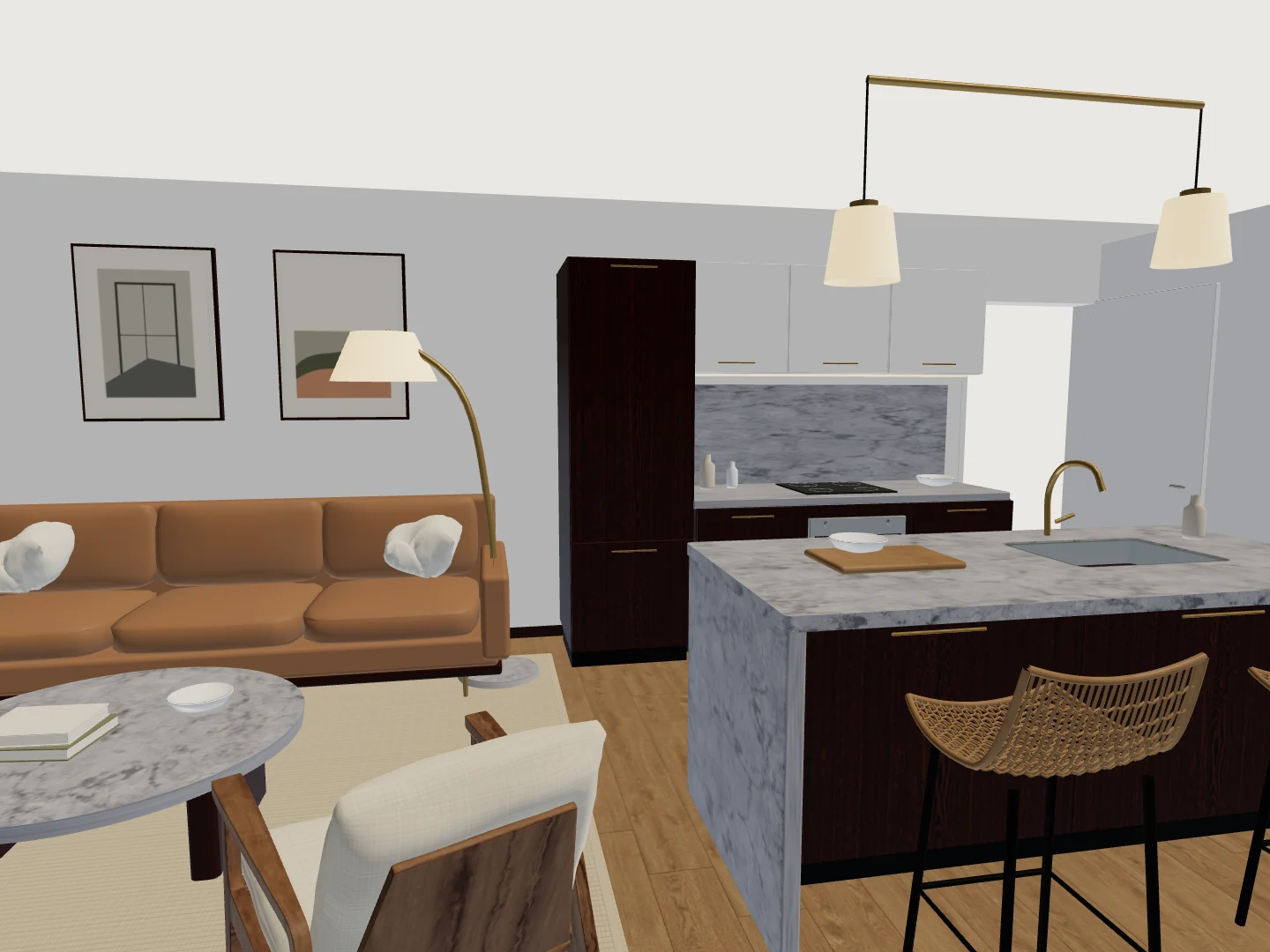 Reference apartment: captured 3D model, inside the space.