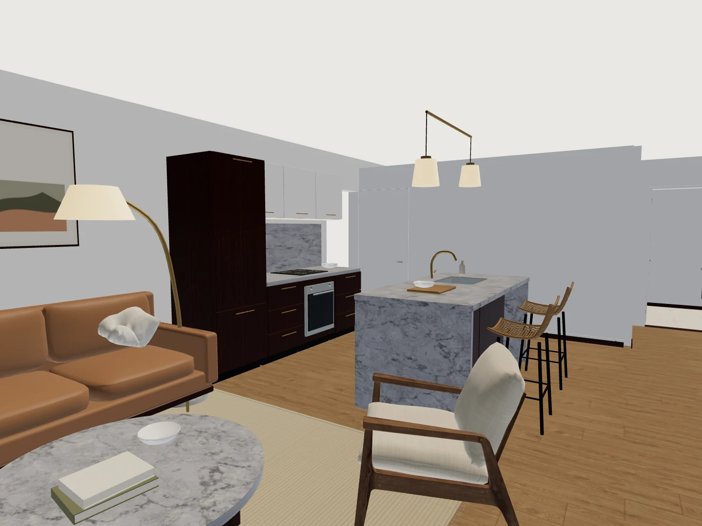 Reference apartment: source 3D view, interior detail.