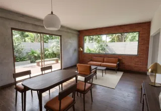 Dining and living room open to the veranda, an AI photo