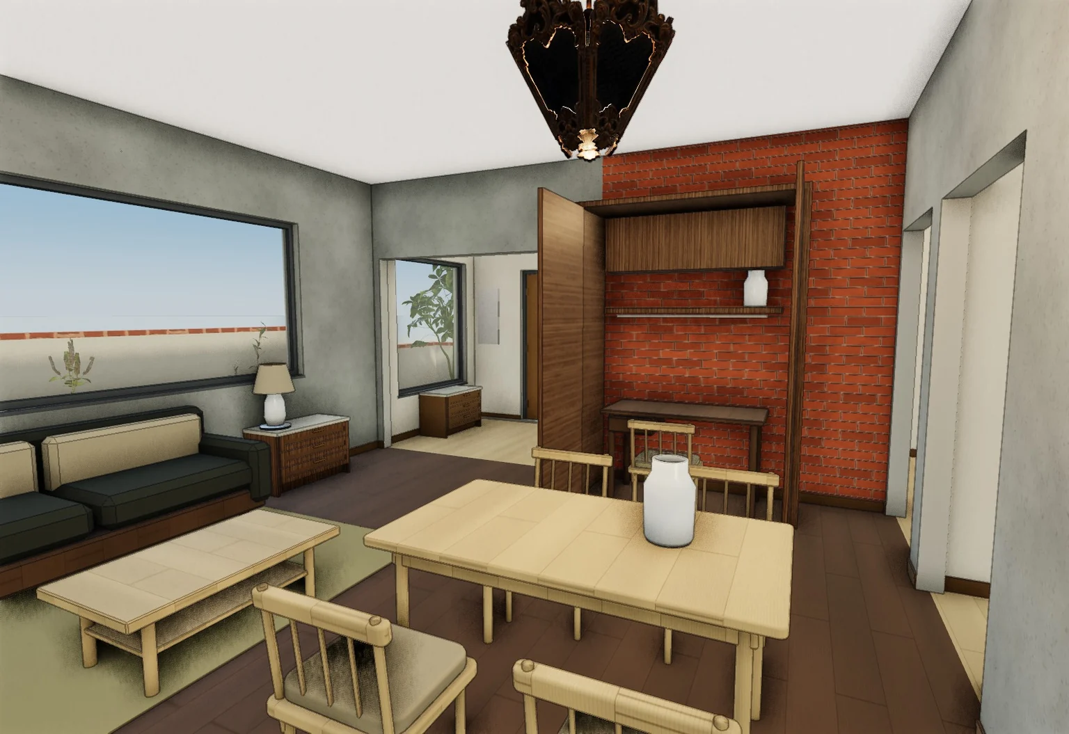Work Beside the Garden · Proposed scheme A · 3D model