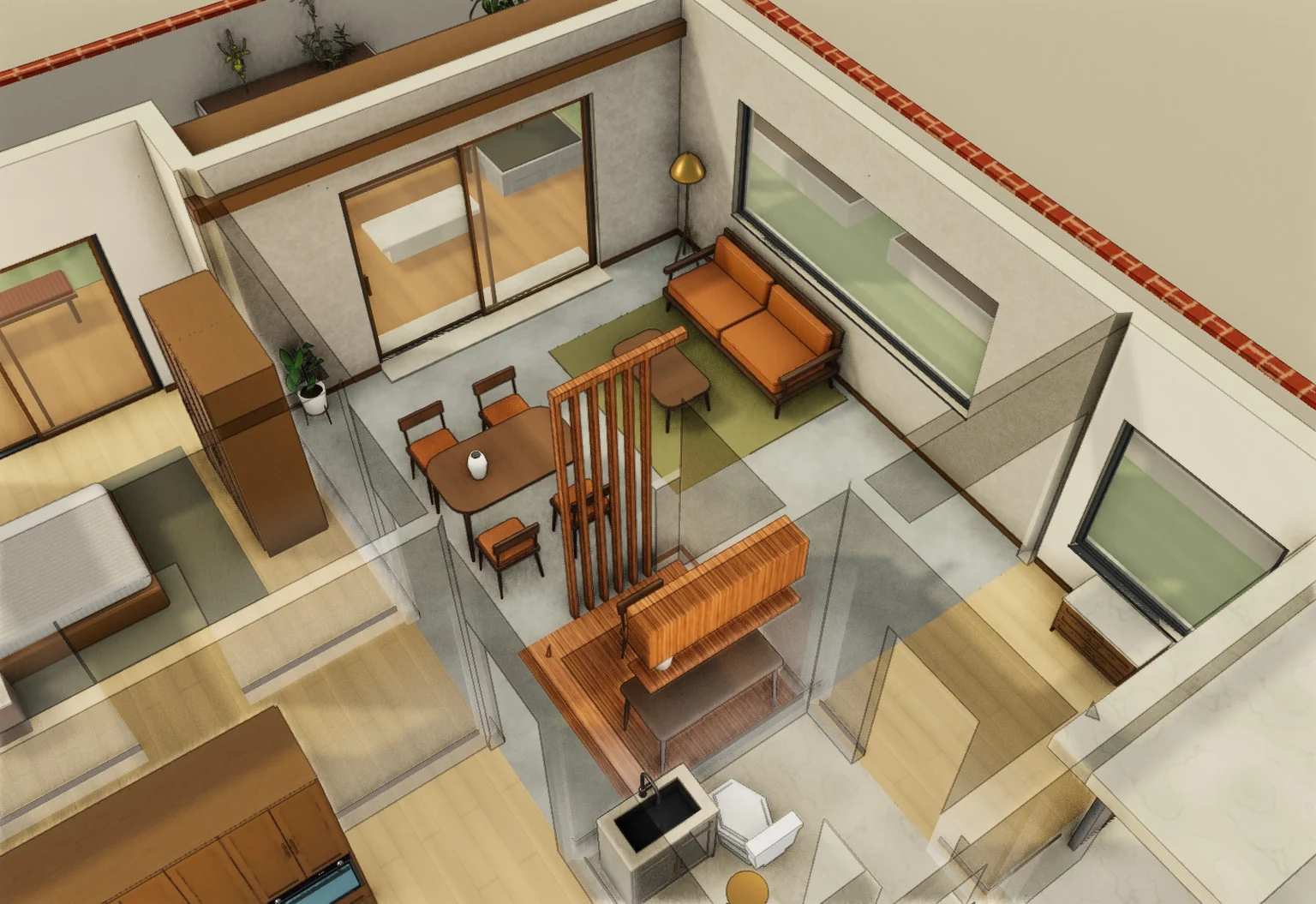 Work Beside the Garden · Proposal B · 3D model