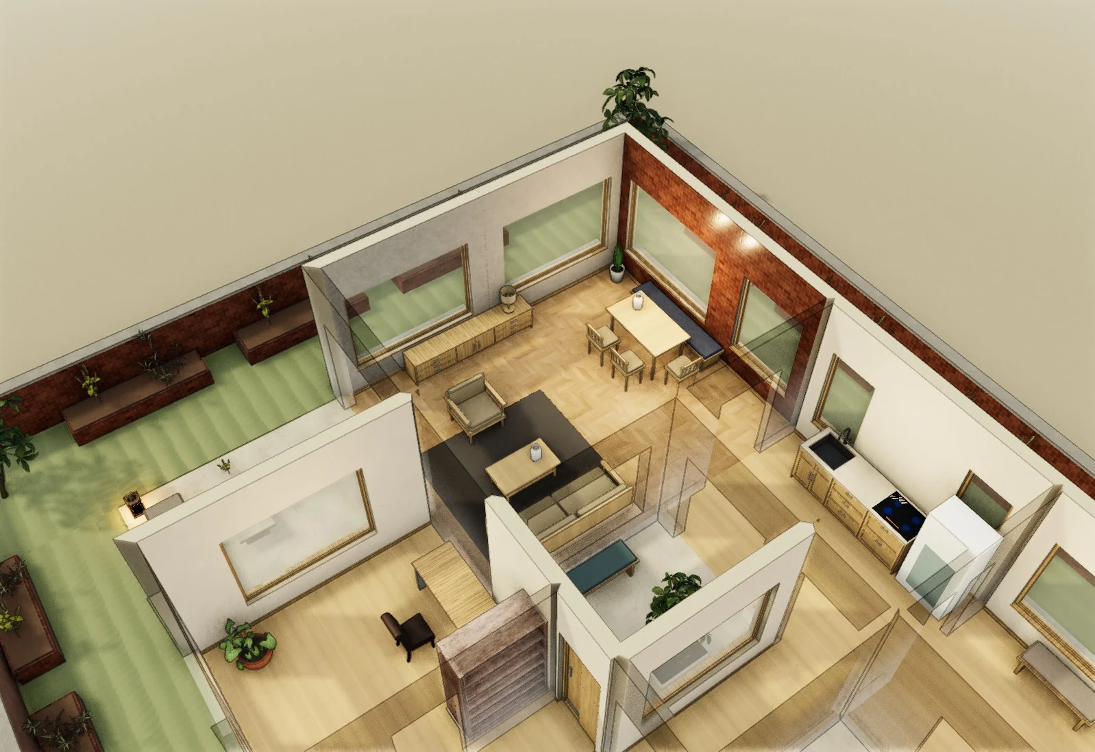 The Sheltered Garden · Proposed scheme A · 3D model