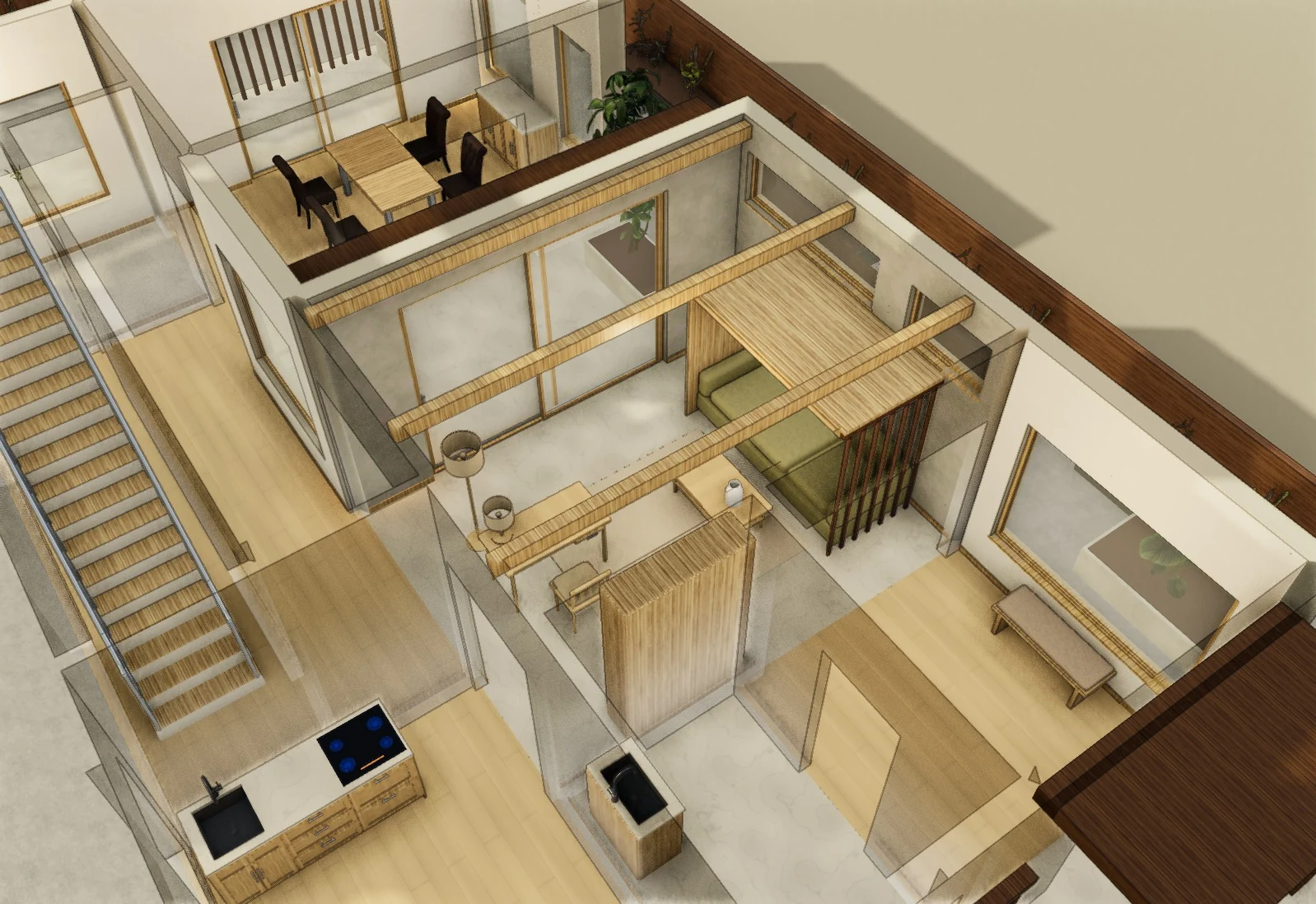 La franja de jardín · Propuesta A · modelo 3D