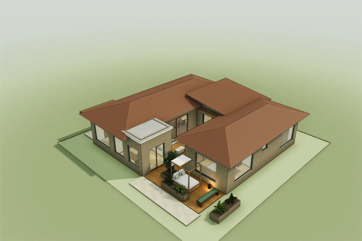 Captura del modelo 3D de Two Roofs and a Garden