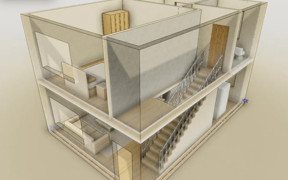 Two-storey renovation: the 3D model you can open and edit.