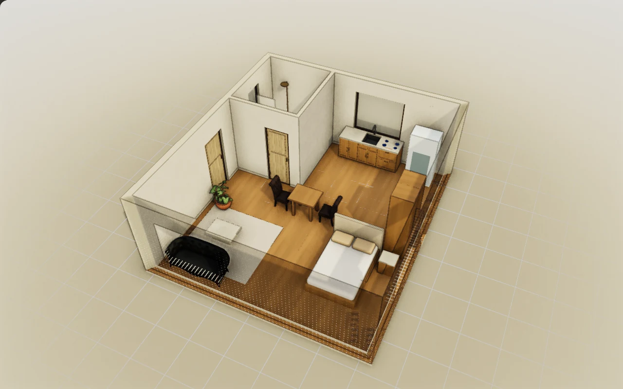 Editable everyday studio, captured from the 3D model.