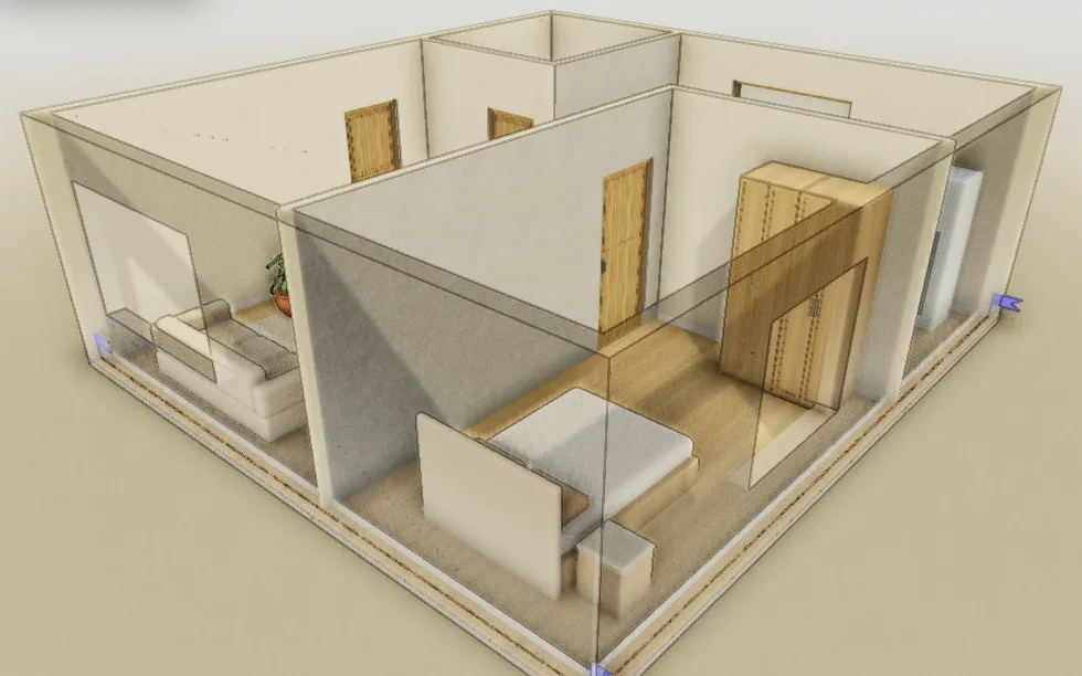 Compact urban apartment: the 3D model you can open and edit.